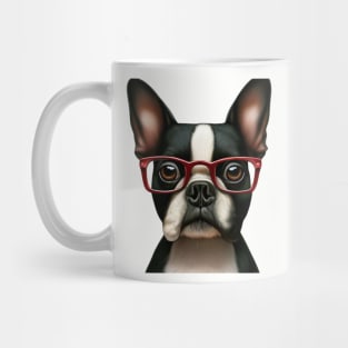 Cutest Boston Terrier with Red Glasses Mug